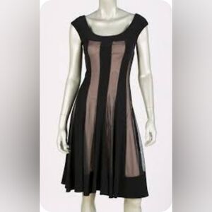 Dressbarn Woman Collection Black Sheer Striped Wednesday Addams Like Dress NWOT